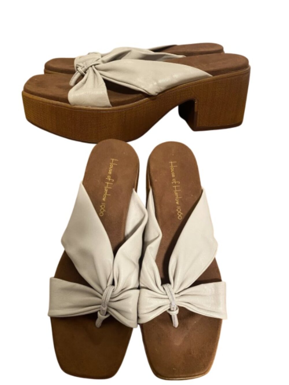 House of Harlow 1960 Glamming chunky heel leather upper sandals 9.5